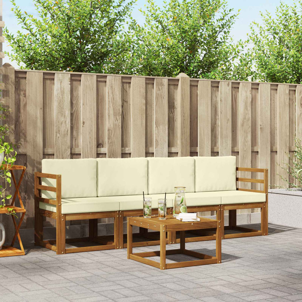 Outdoor-Sofagarnitur mit Kissen 5 pcs Natur und Creme