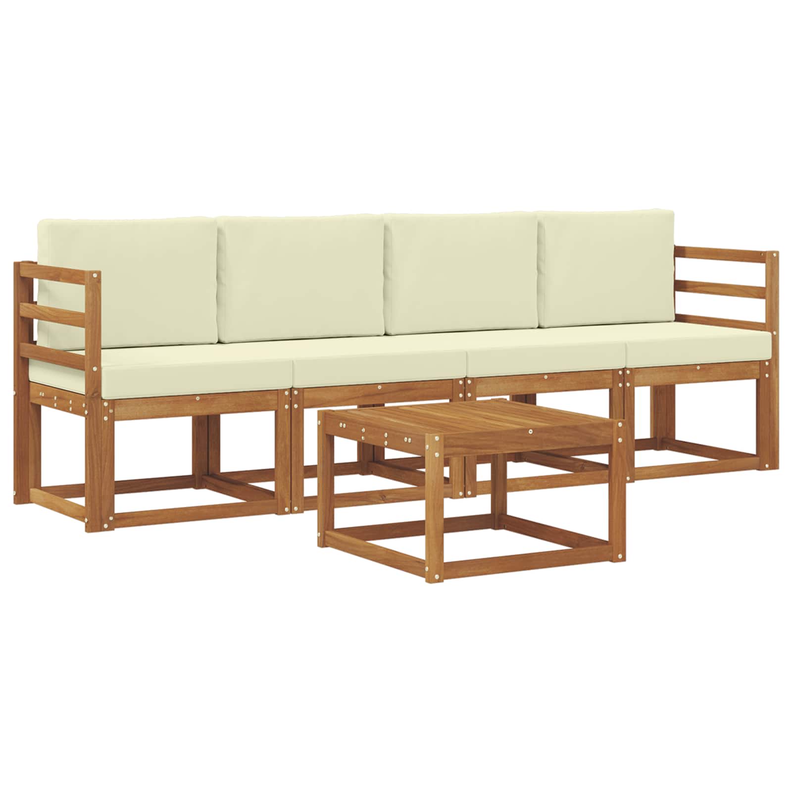 Outdoor-Sofagarnitur mit Kissen 5 pcs Natur und Creme