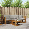 Outdoor-Sofagarnitur mit Kissen 5 pcs Natürlich und Hellgrau