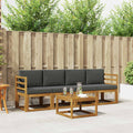 Outdoor-Sofagarnitur mit Kissen 5 pcs Natur und Anthrazit