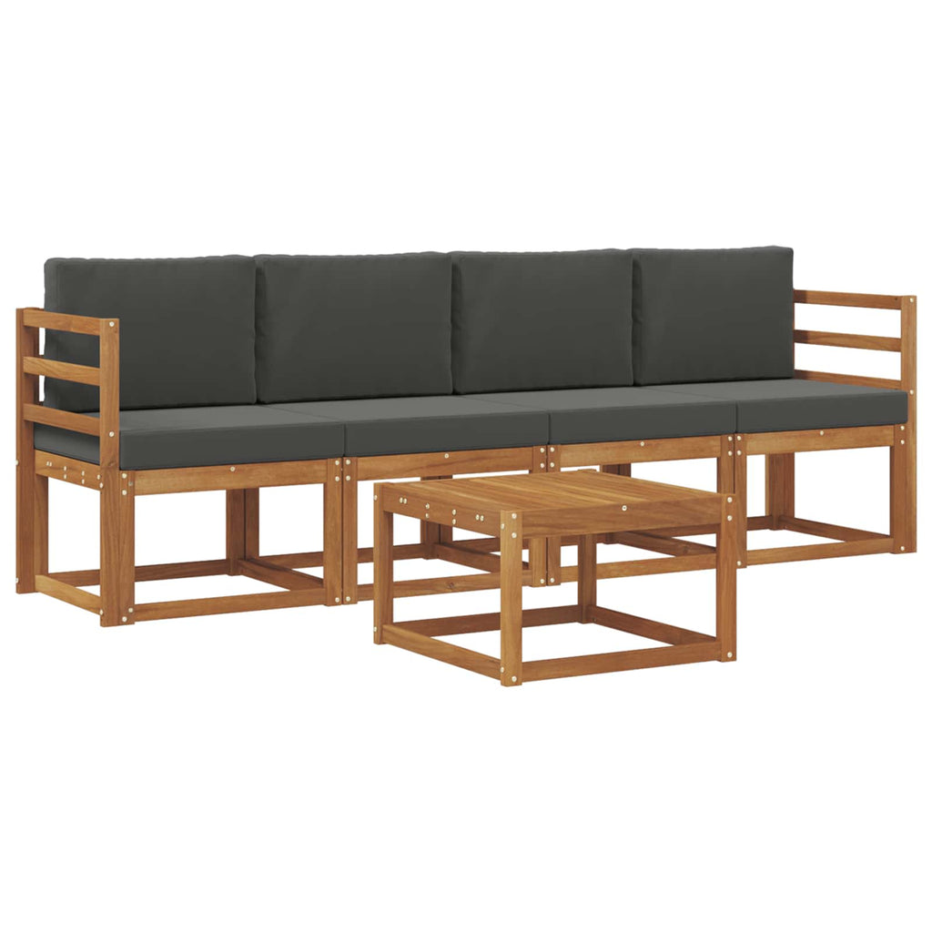Outdoor-Sofagarnitur mit Kissen 5 pcs Natur und Anthrazit