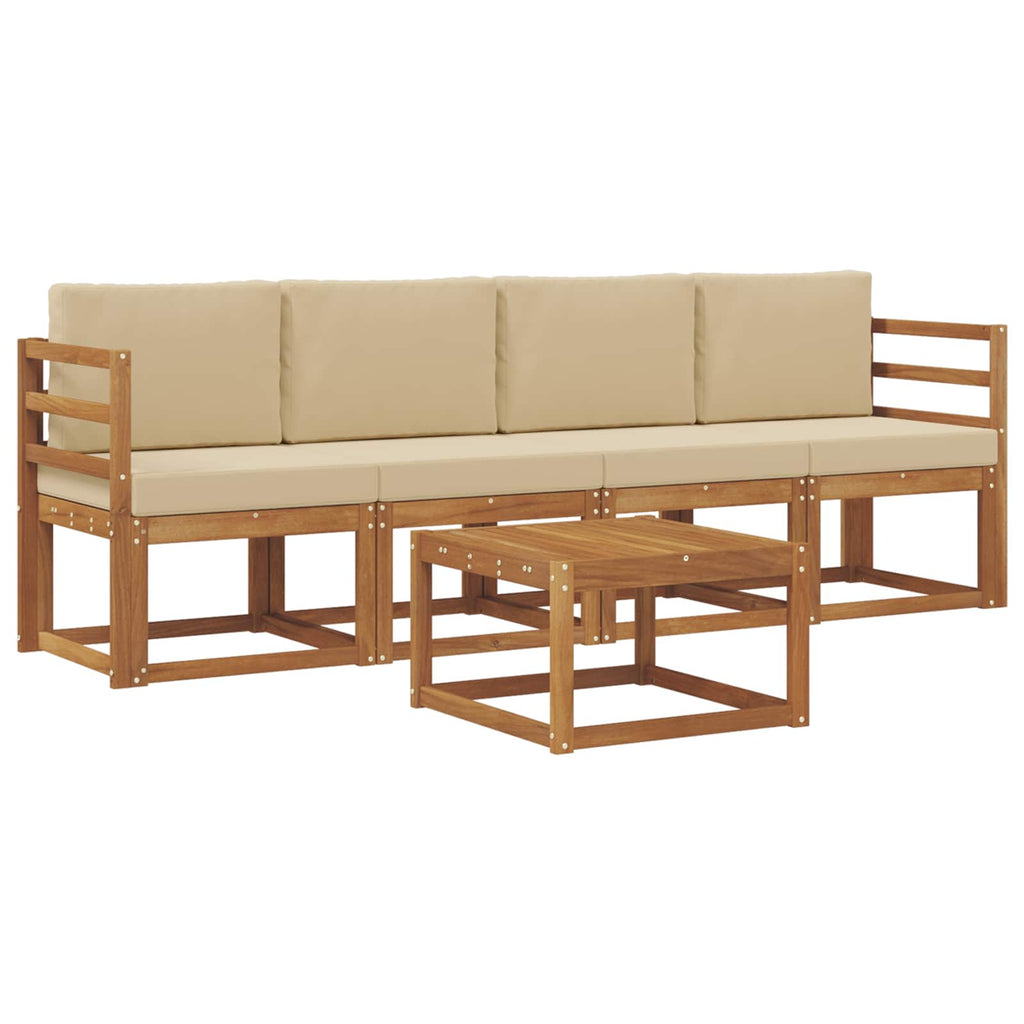 Outdoor-Sofagarnitur mit Kissen 5 pcs Natur und Beige