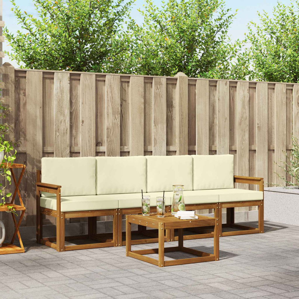 Outdoor-Sofagarnitur mit Kissen 5 pcs Natur und Creme