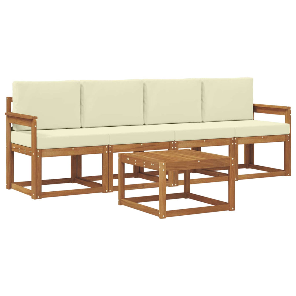 Outdoor-Sofagarnitur mit Kissen 5 pcs Natur und Creme