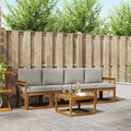 Outdoor-Sofagarnitur mit Kissen 5 pcs Natürlich und Hellgrau