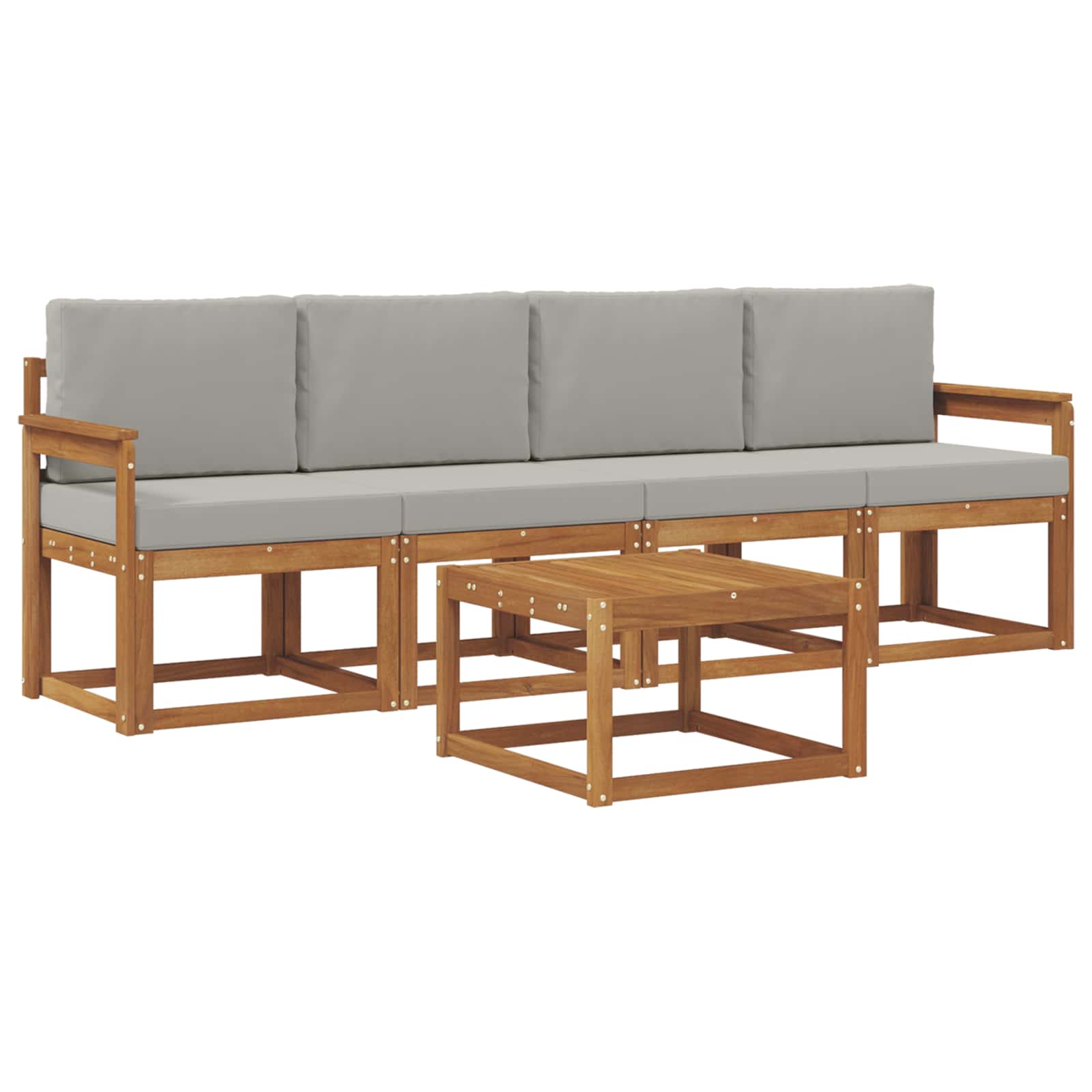 Outdoor-Sofagarnitur mit Kissen 5 pcs Natürlich und Hellgrau