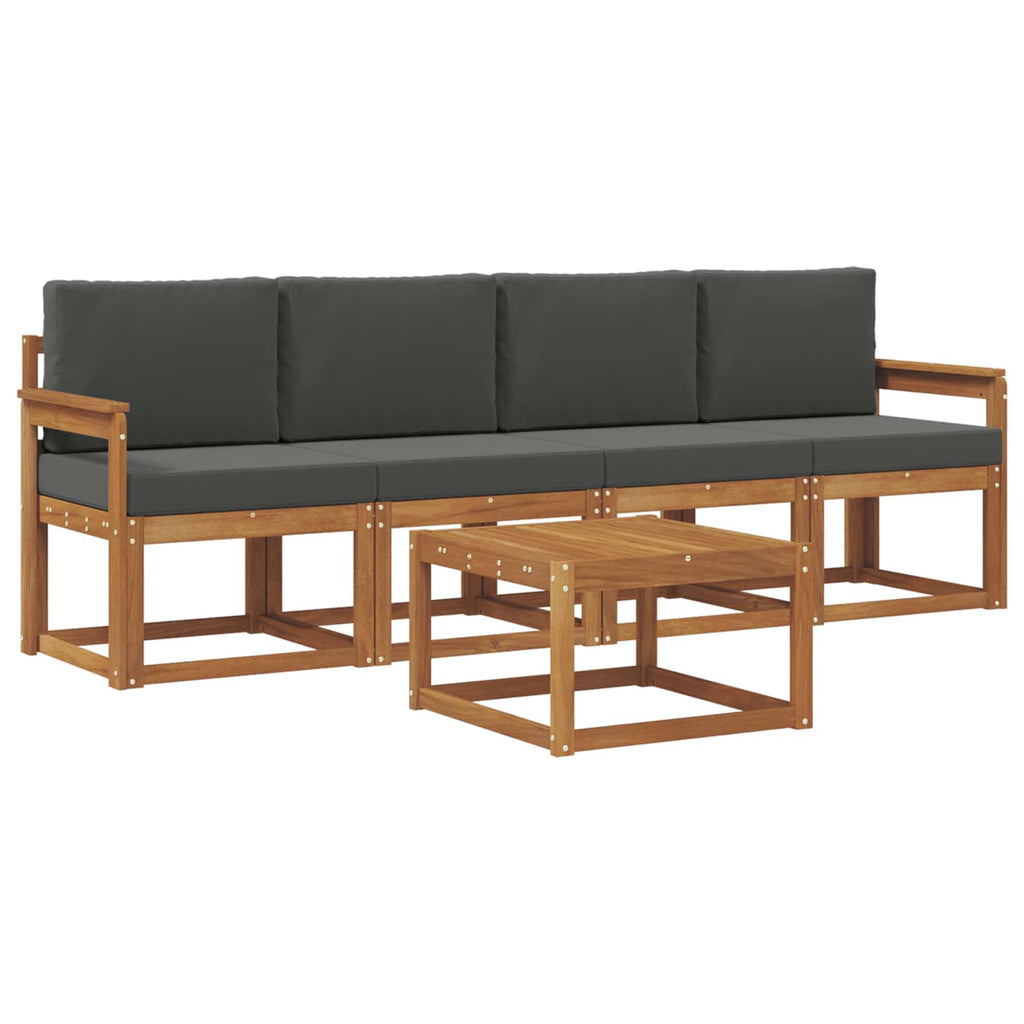 Outdoor-Sofagarnitur mit Kissen 5 pcs Natur und Anthrazit