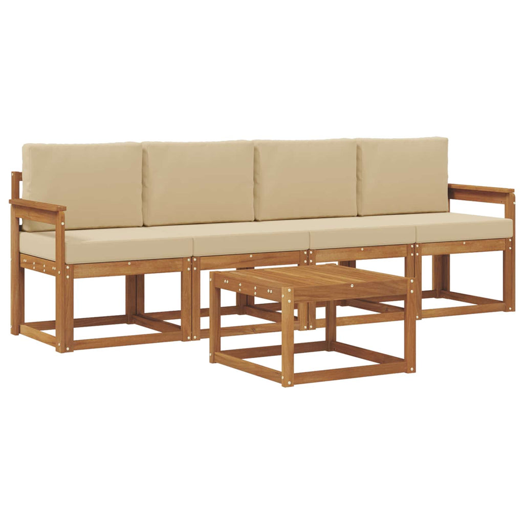 Outdoor-Sofagarnitur mit Kissen 5 pcs Natur und Beige