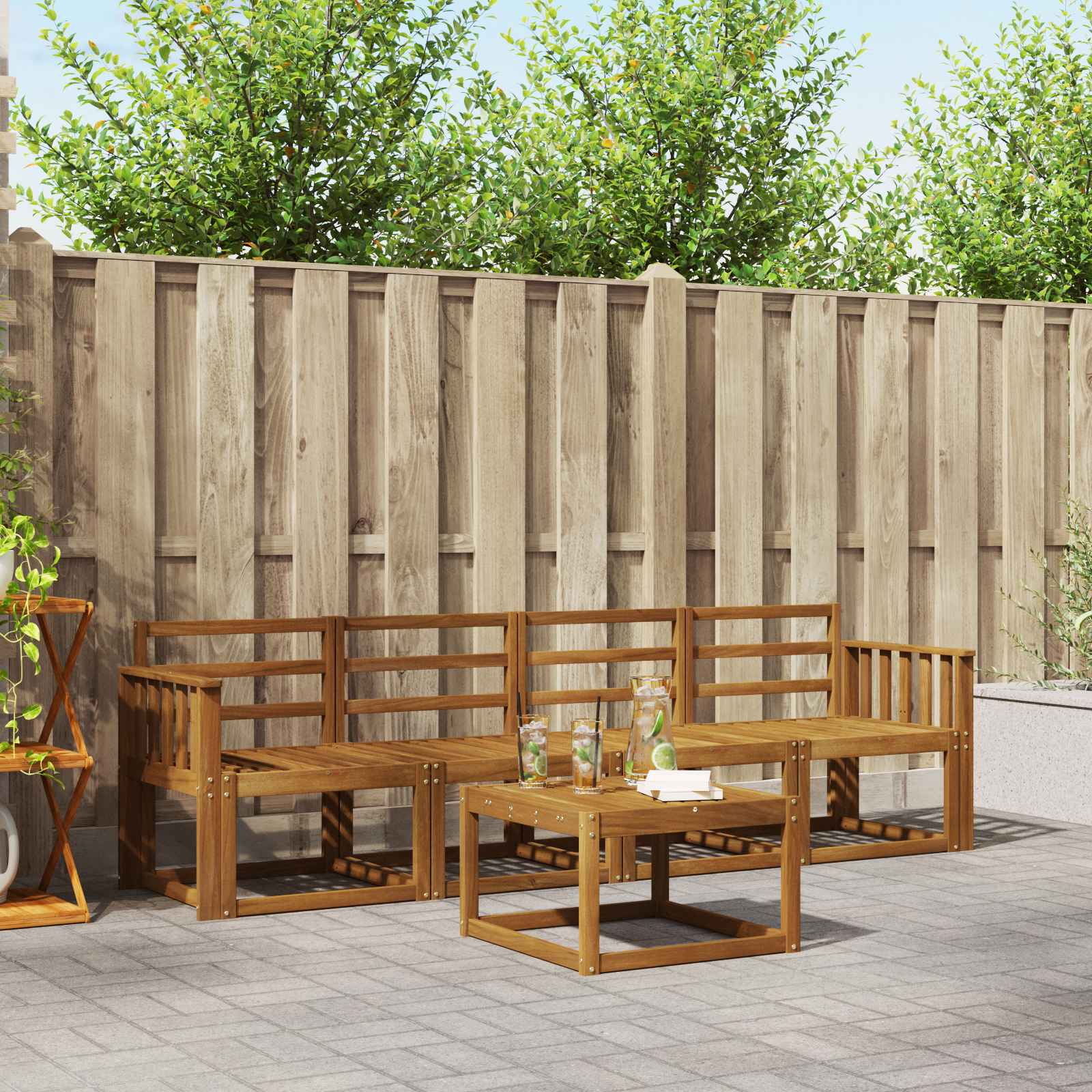 Outdoor-Sofagarnitur 5 pcs Natur
