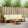 Outdoor-Sofagarnitur mit Kissen 5 pcs Natur und Creme