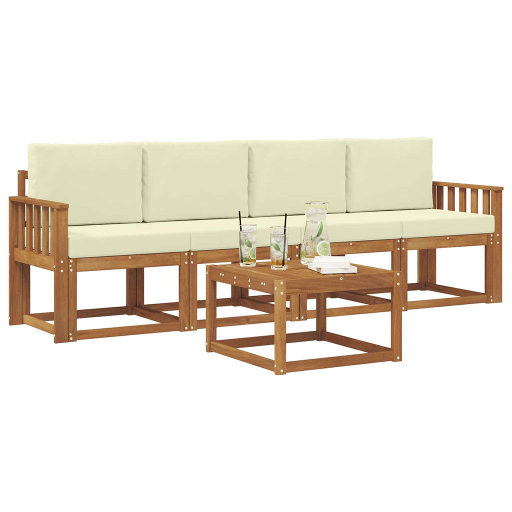 Outdoor-Sofagarnitur mit Kissen 5 pcs Natur und Creme