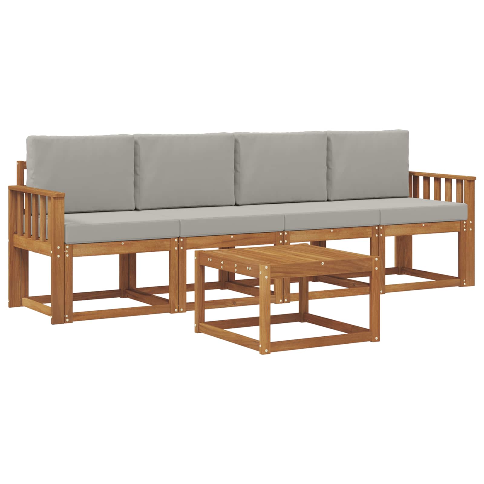 Outdoor-Sofagarnitur mit Kissen 5 pcs Natürlich und Hellgrau