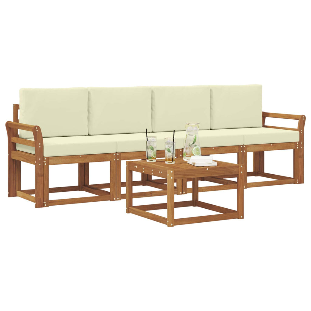 Outdoor-Sofagarnitur mit Kissen 5 pcs Natur und Creme