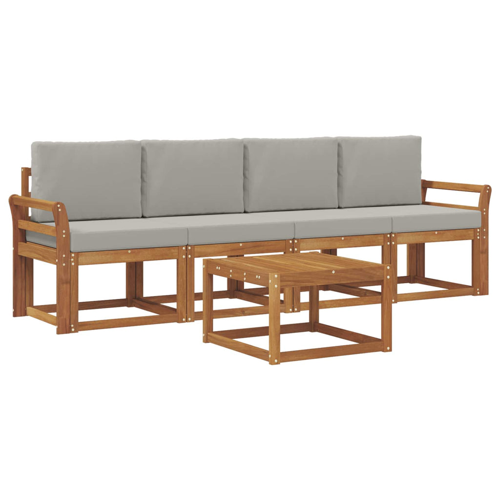 Outdoor-Sofagarnitur mit Kissen 5 pcs Natürlich und Hellgrau
