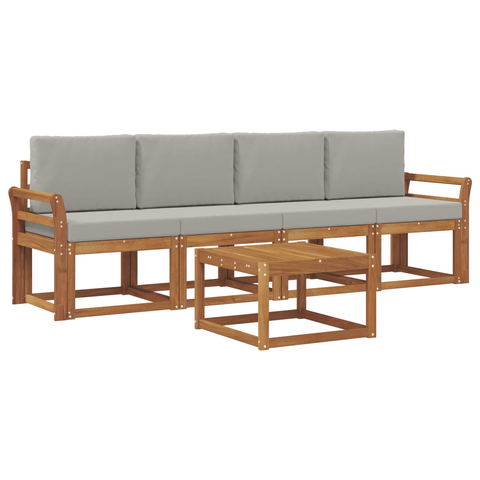 Outdoor-Sofagarnitur mit Kissen 5 pcs Natürlich und Hellgrau