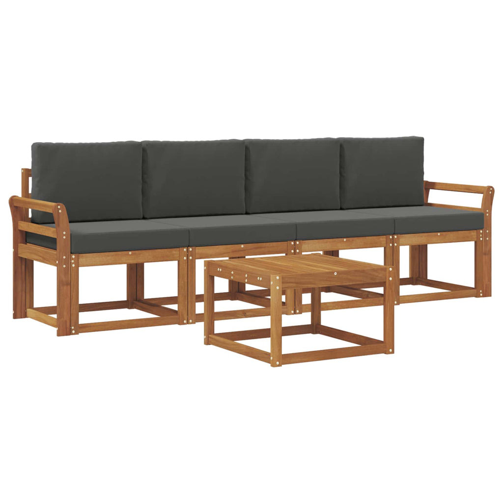 Outdoor-Sofagarnitur mit Kissen 5 pcs Natur und Anthrazit