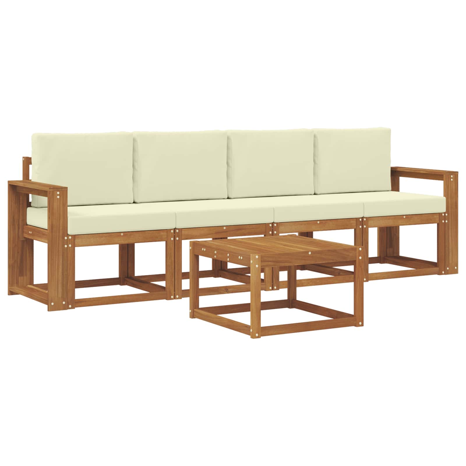 Outdoor-Sofagarnitur mit Kissen 5 pcs Natur und Creme