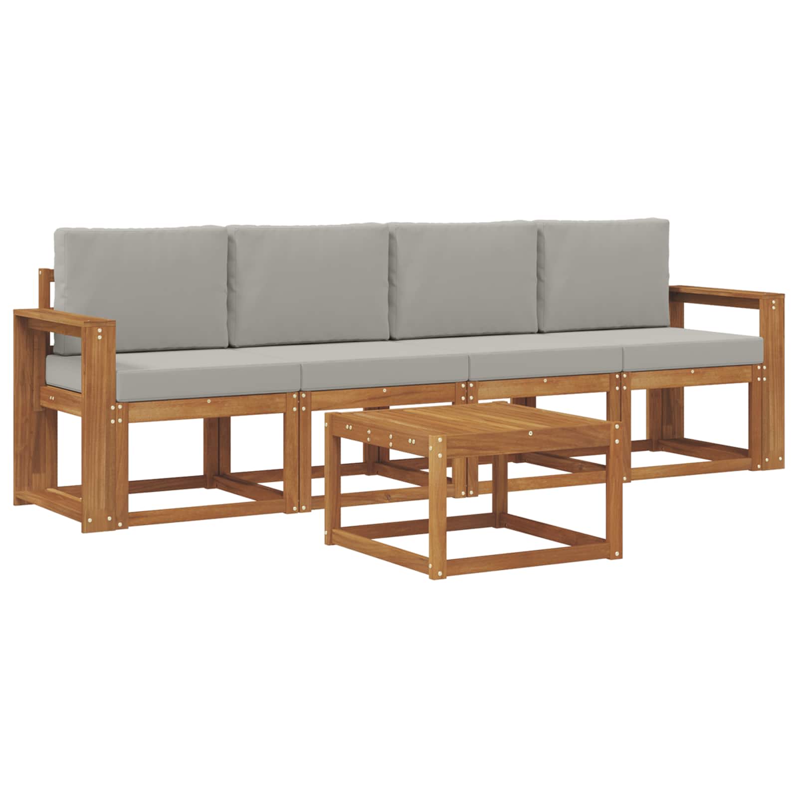 Outdoor-Sofagarnitur mit Kissen 5 pcs Natürlich und Hellgrau
