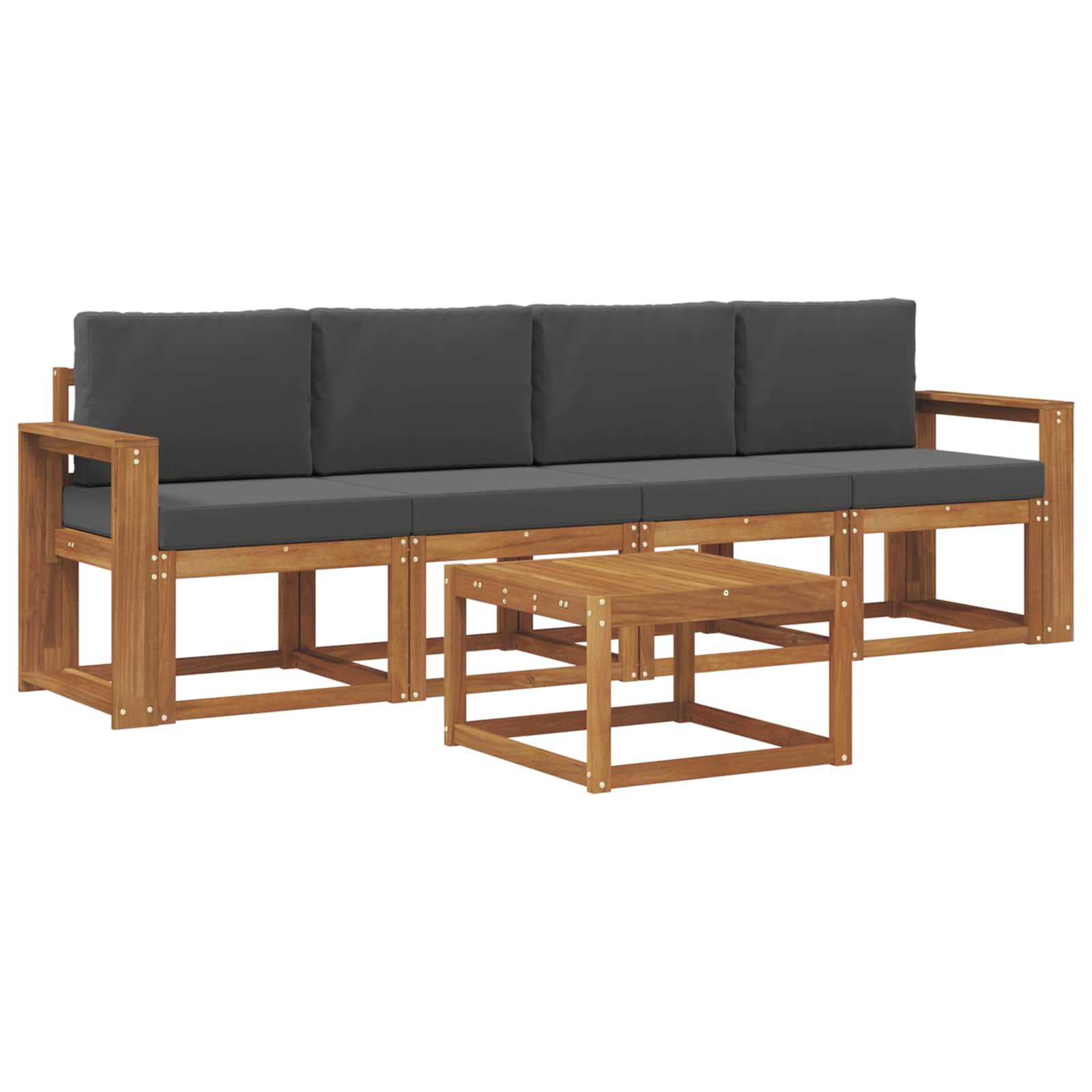 Outdoor-Sofagarnitur mit Kissen 5 pcs Natur und Anthrazit