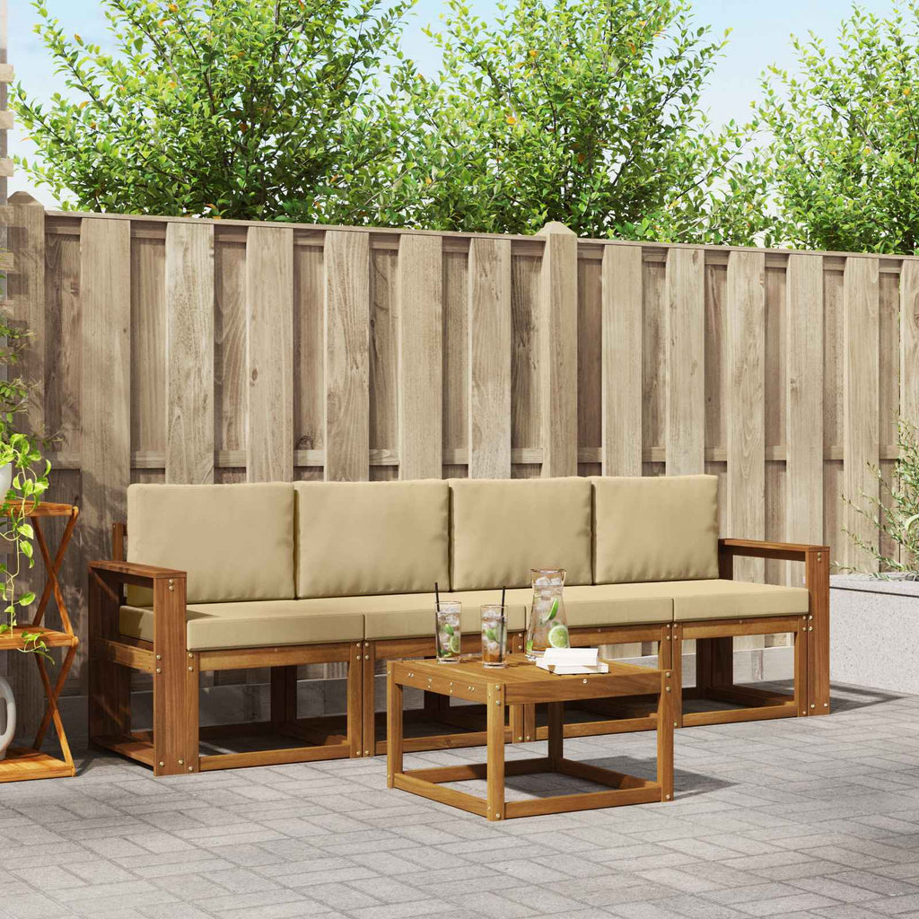 Outdoor-Sofagarnitur mit Kissen 5 pcs Natur und Beige