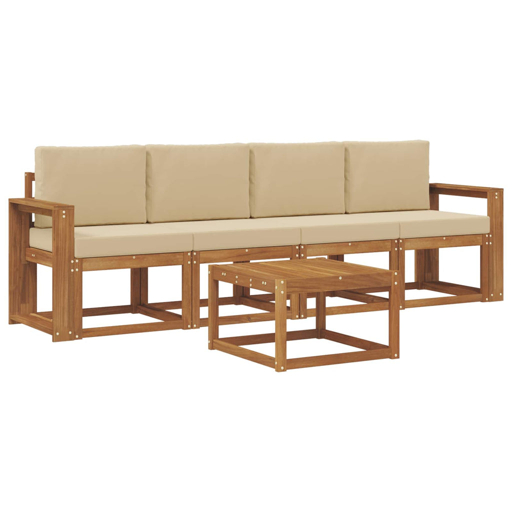 Outdoor-Sofagarnitur mit Kissen 5 pcs Natur und Beige