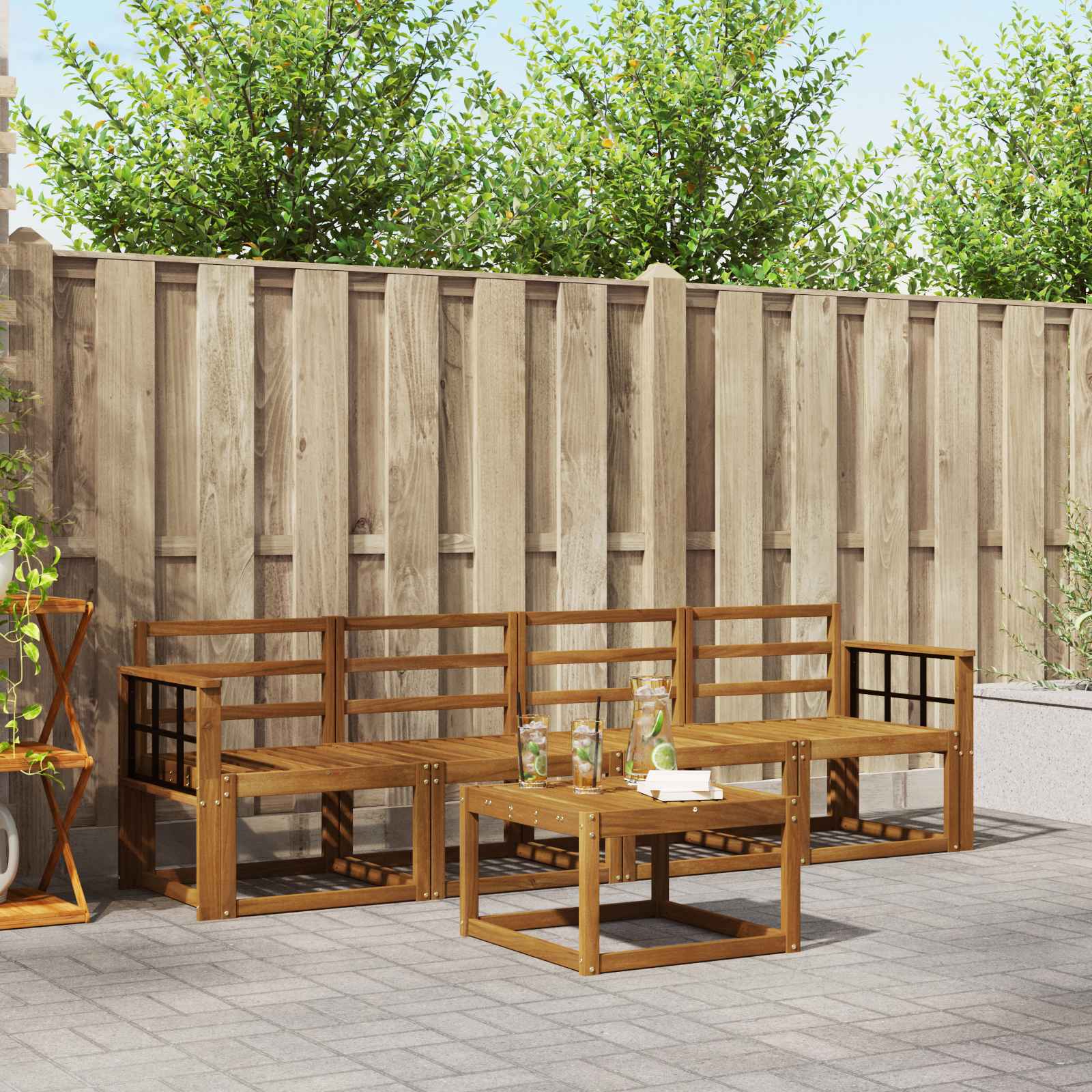 Outdoor-Sofagarnitur 5 pcs Natur