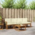 Outdoor-Sofagarnitur mit Kissen 5 pcs Natur und Creme