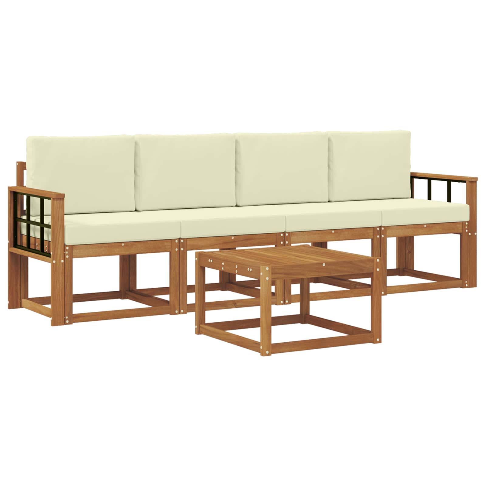 Outdoor-Sofagarnitur mit Kissen 5 pcs Natur und Creme