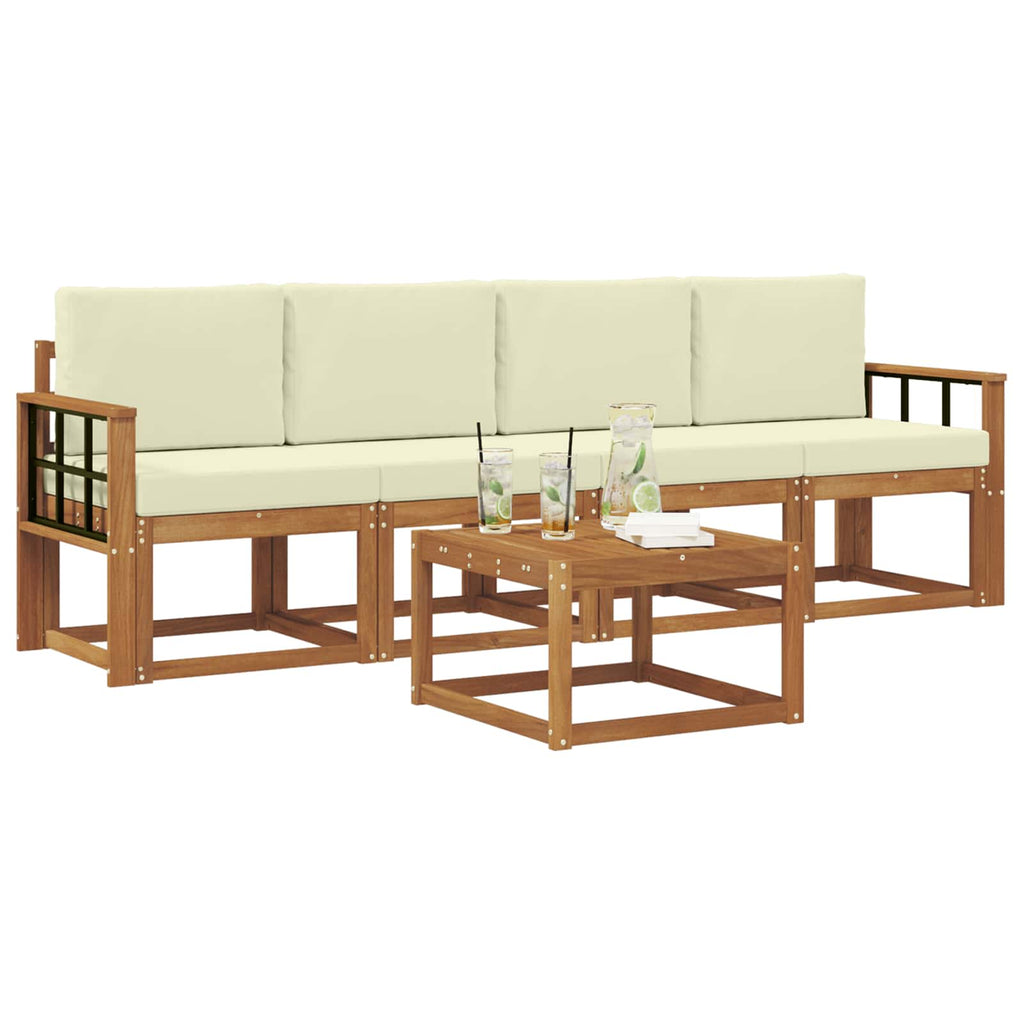 Outdoor-Sofagarnitur mit Kissen 5 pcs Natur und Creme