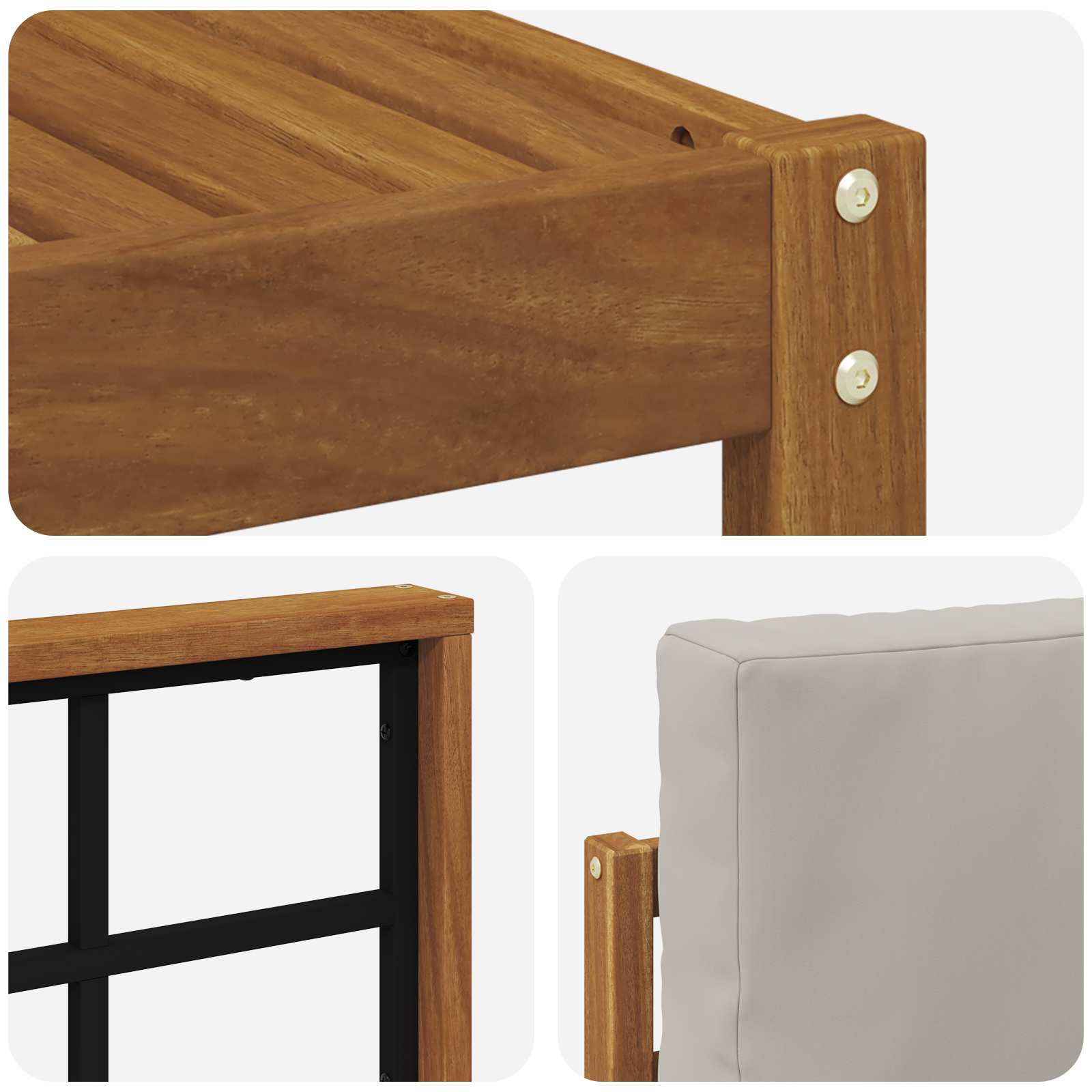 Outdoor-Sofagarnitur mit Kissen 5 pcs Natürlich und Hellgrau
