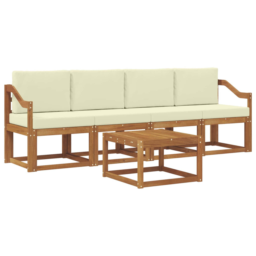 Outdoor-Sofagarnitur mit Kissen 5 pcs Natur und Creme