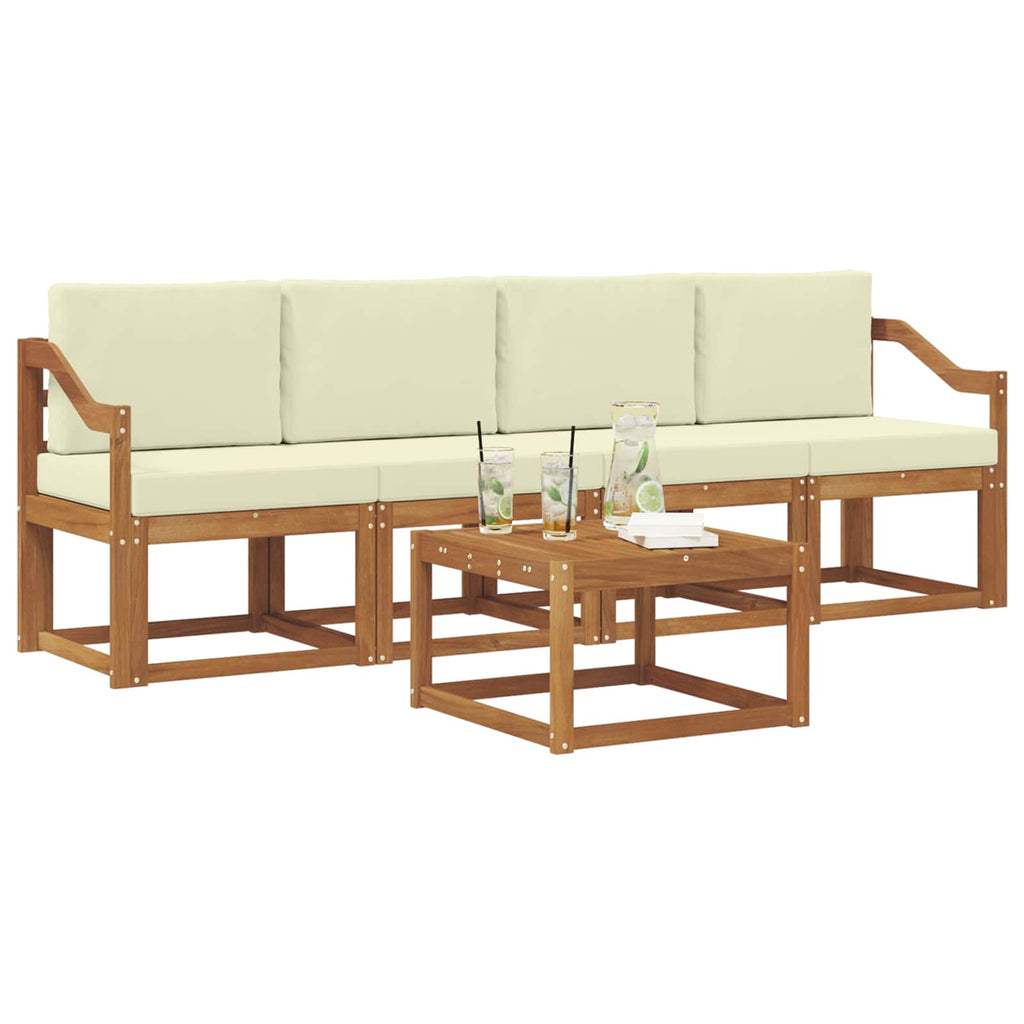 Outdoor-Sofagarnitur mit Kissen 5 pcs Natur und Creme