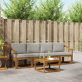 Outdoor-Sofagarnitur mit Kissen 5 pcs Natürlich und Hellgrau