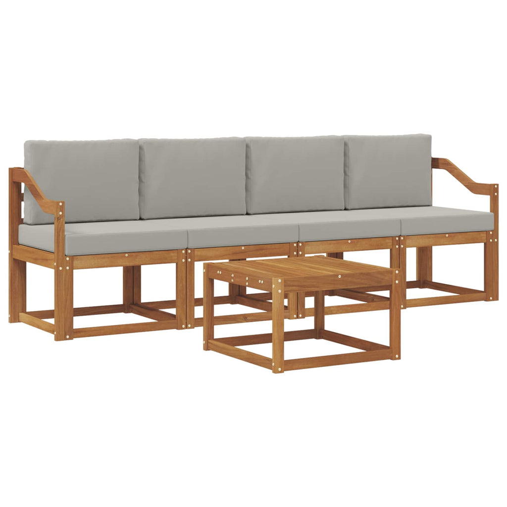 Outdoor-Sofagarnitur mit Kissen 5 pcs Natürlich und Hellgrau