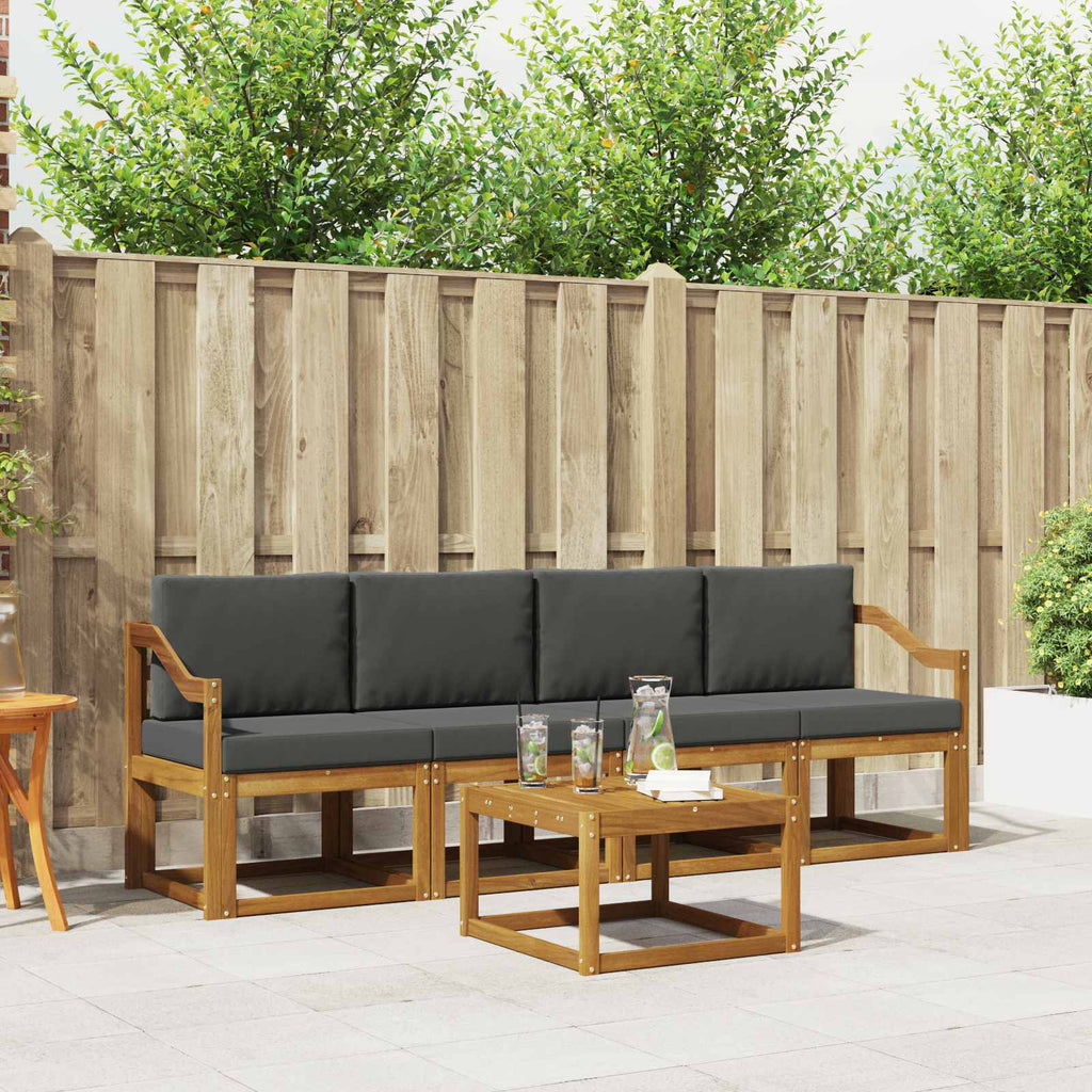Outdoor-Sofagarnitur mit Kissen 5 pcs Natur und Anthrazit