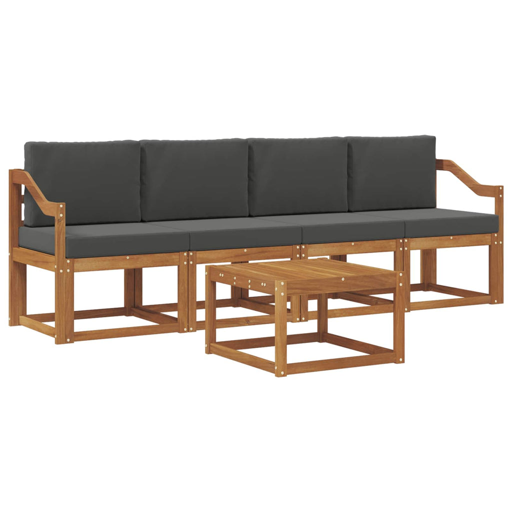 Outdoor-Sofagarnitur mit Kissen 5 pcs Natur und Anthrazit
