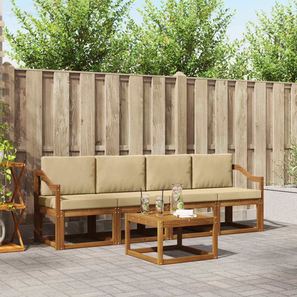 Outdoor-Sofagarnitur mit Kissen 5 pcs Natur und Beige