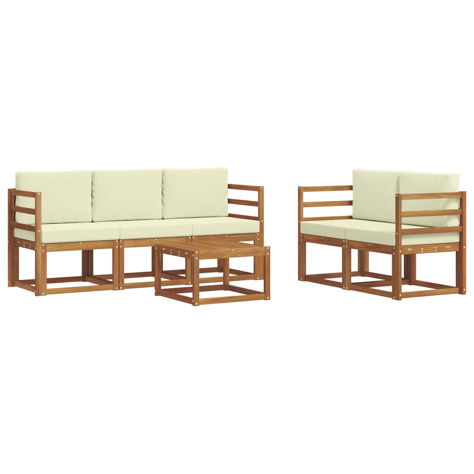 Outdoor-Sofagarnitur mit Kissen 6 pcs Natur und Creme