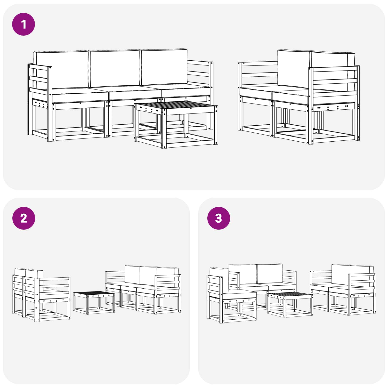 Outdoor-Sofagarnitur mit Kissen 6 pcs Natur und Creme