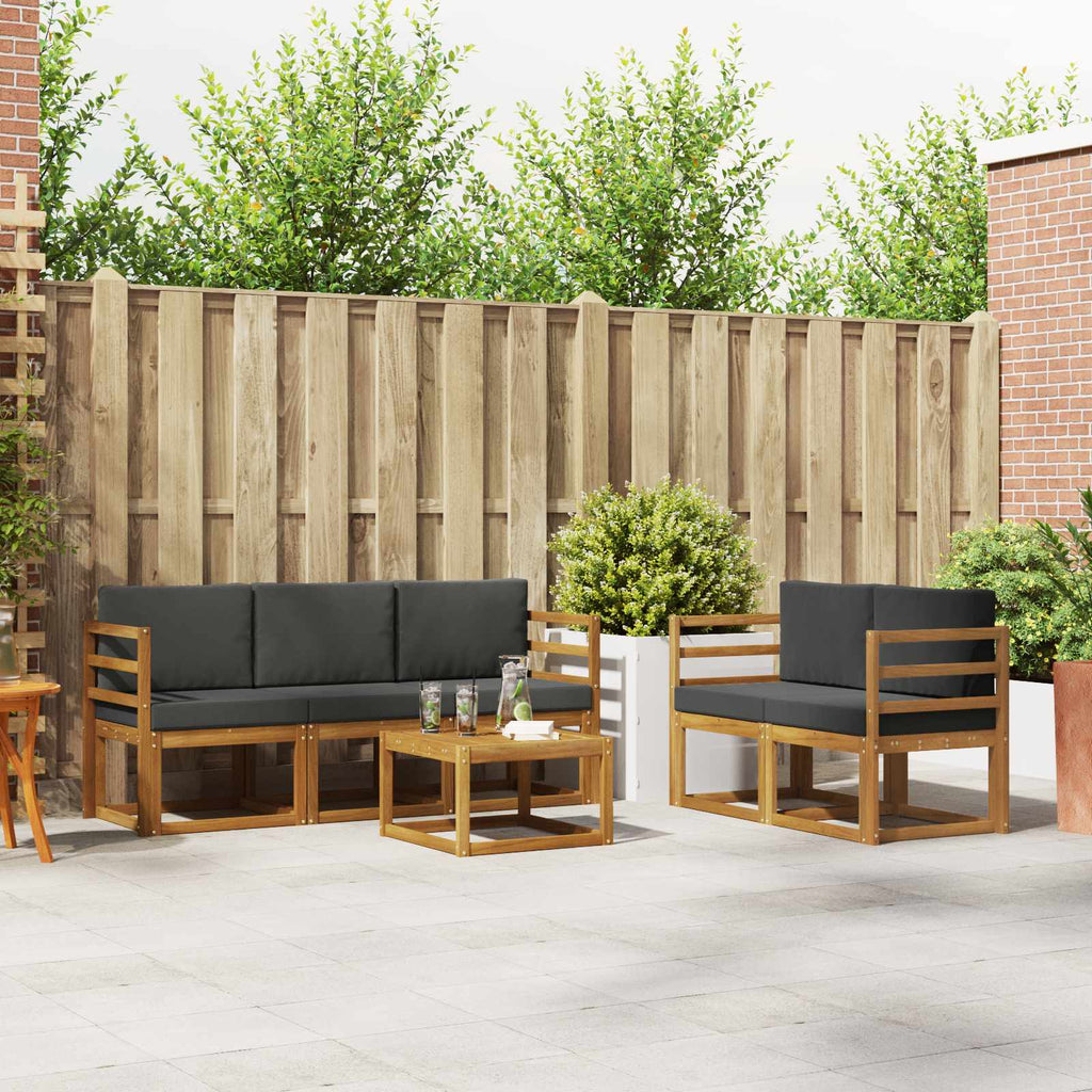 Outdoor-Sofagarnitur mit Kissen 6 pcs Natur und Anthrazit