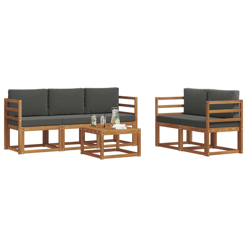Outdoor-Sofagarnitur mit Kissen 6 pcs Natur und Anthrazit