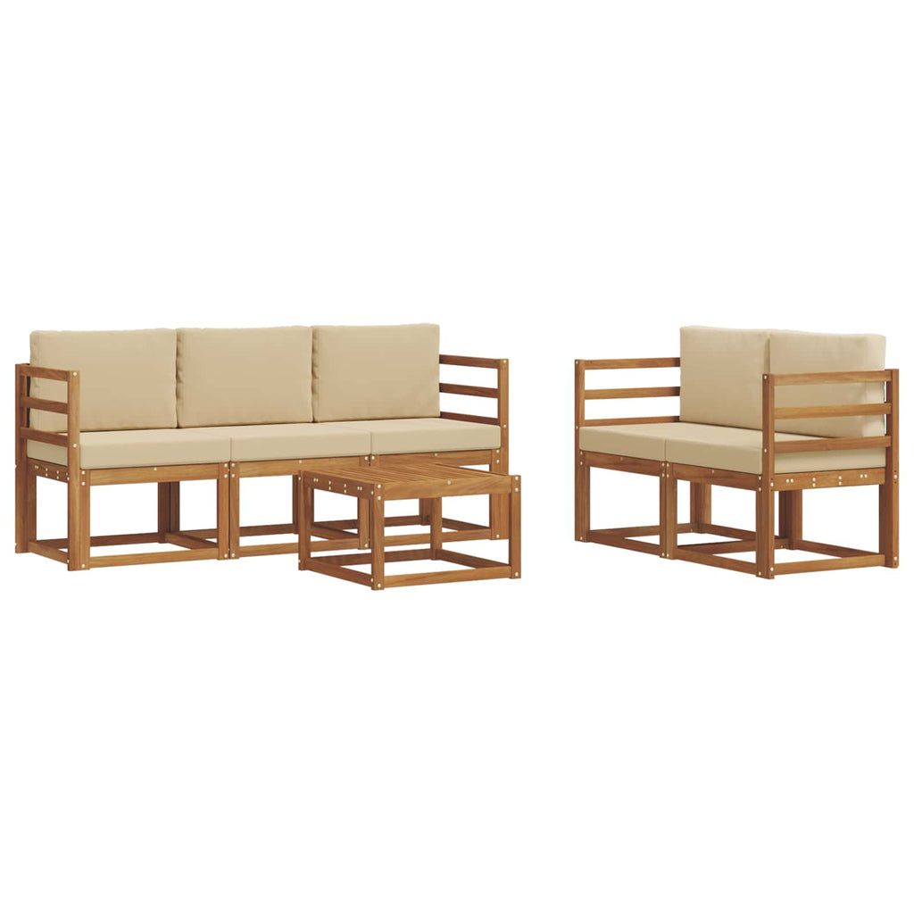 Outdoor-Sofagarnitur mit Kissen 6 pcs Natur und Beige