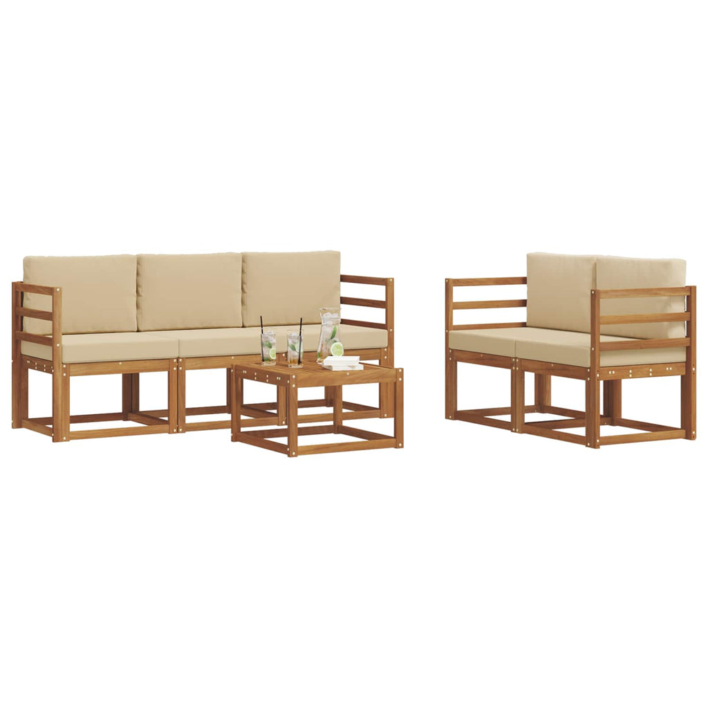 Outdoor-Sofagarnitur mit Kissen 6 pcs Natur und Beige
