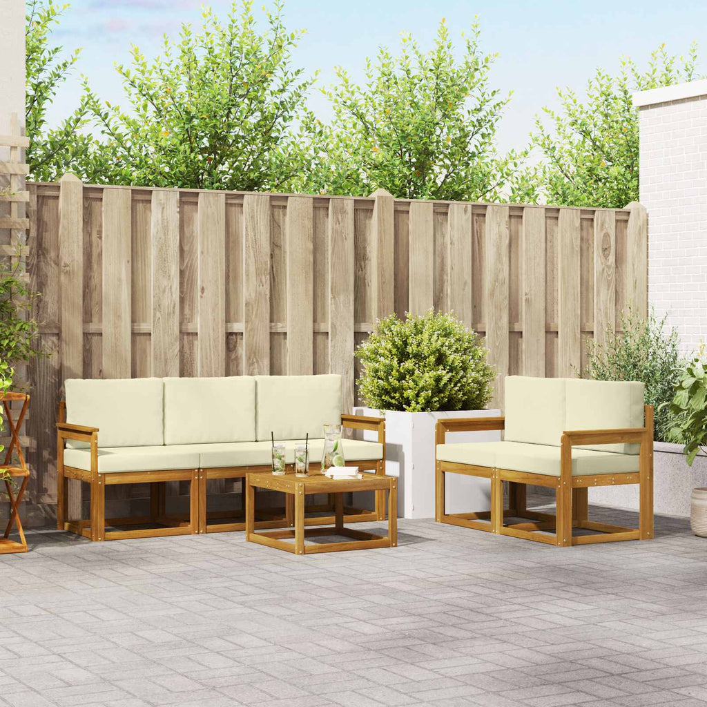 Outdoor-Sofagarnitur mit Kissen 6 pcs Natur und Creme
