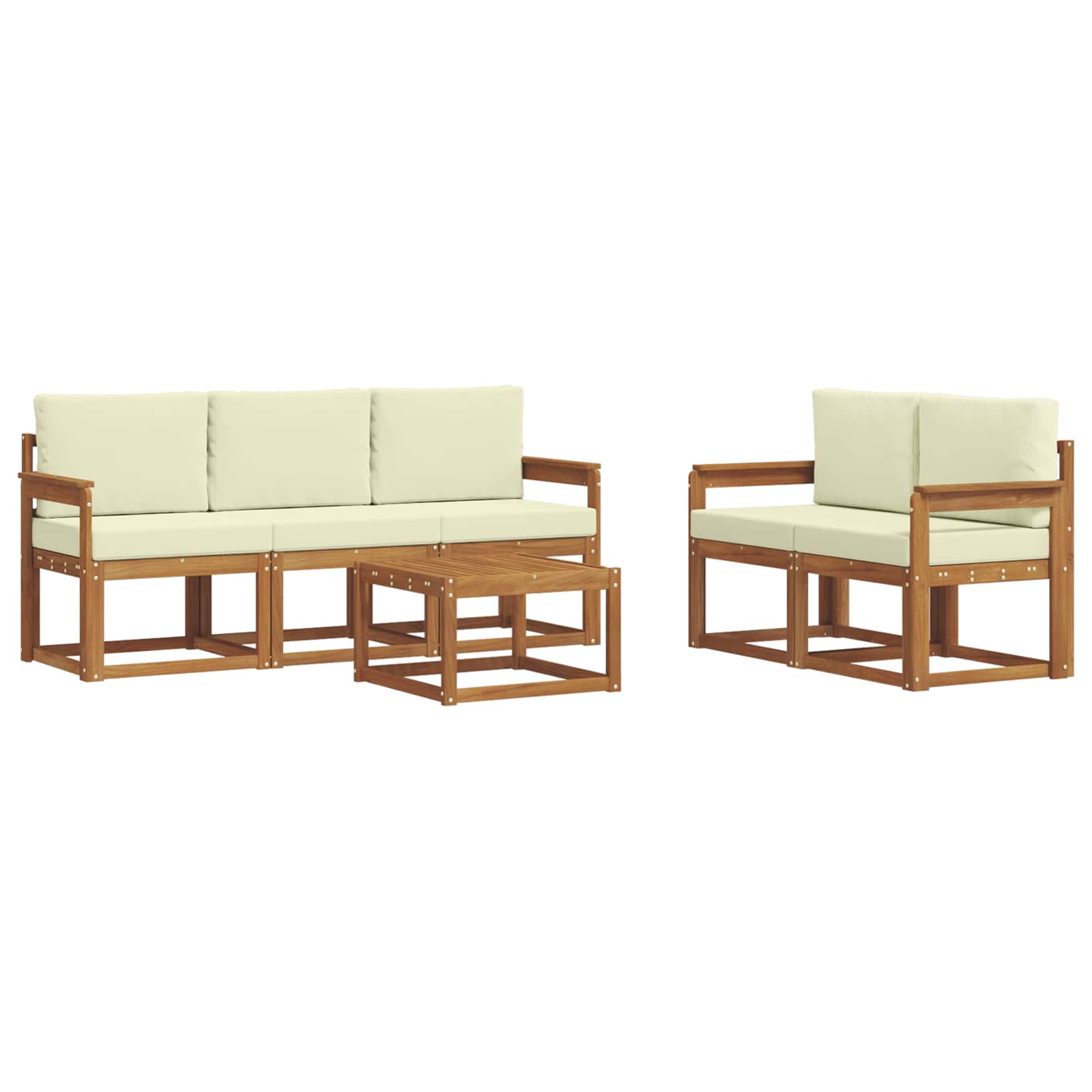 Outdoor-Sofagarnitur mit Kissen 6 pcs Natur und Creme