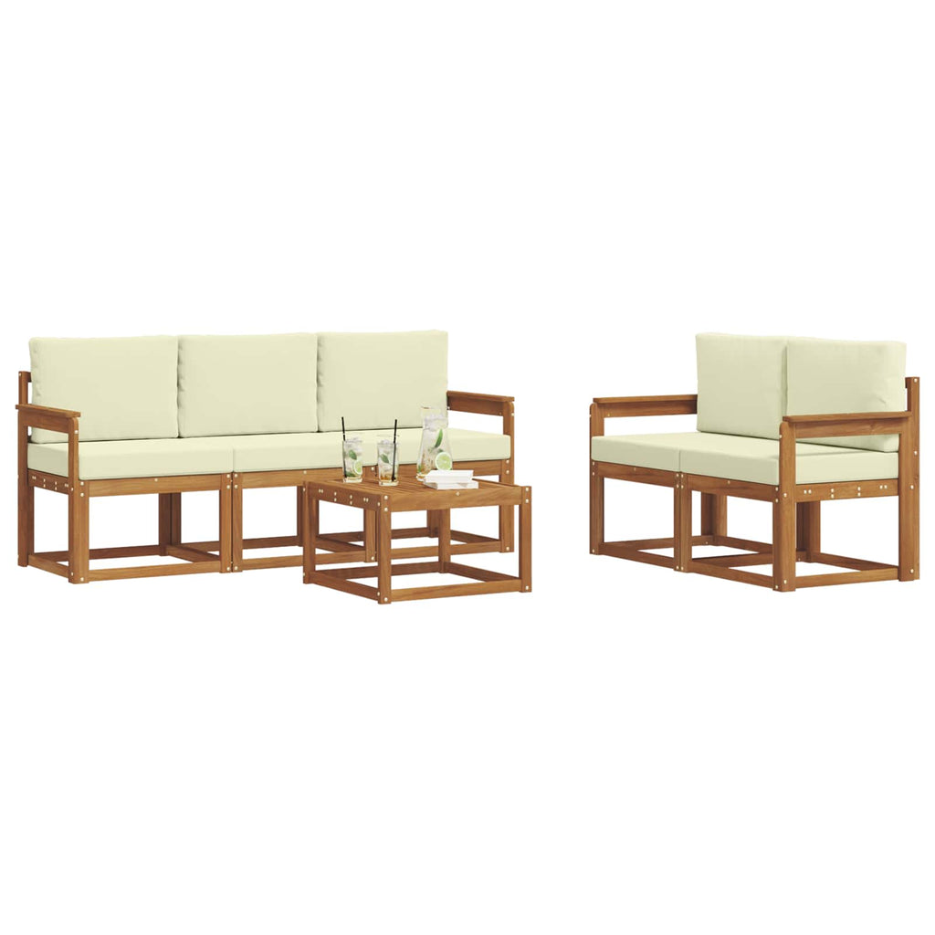 Outdoor-Sofagarnitur mit Kissen 6 pcs Natur und Creme