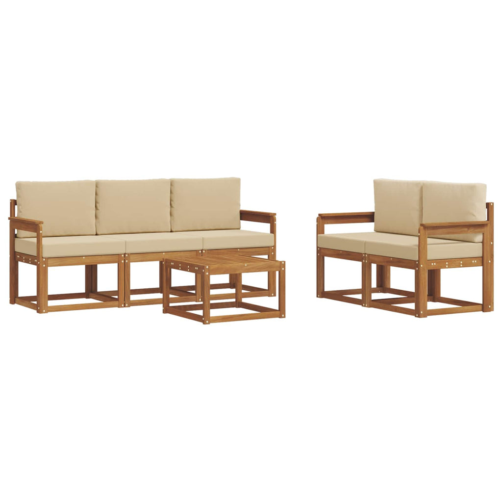 Outdoor-Sofagarnitur mit Kissen 6 pcs Natur und Beige