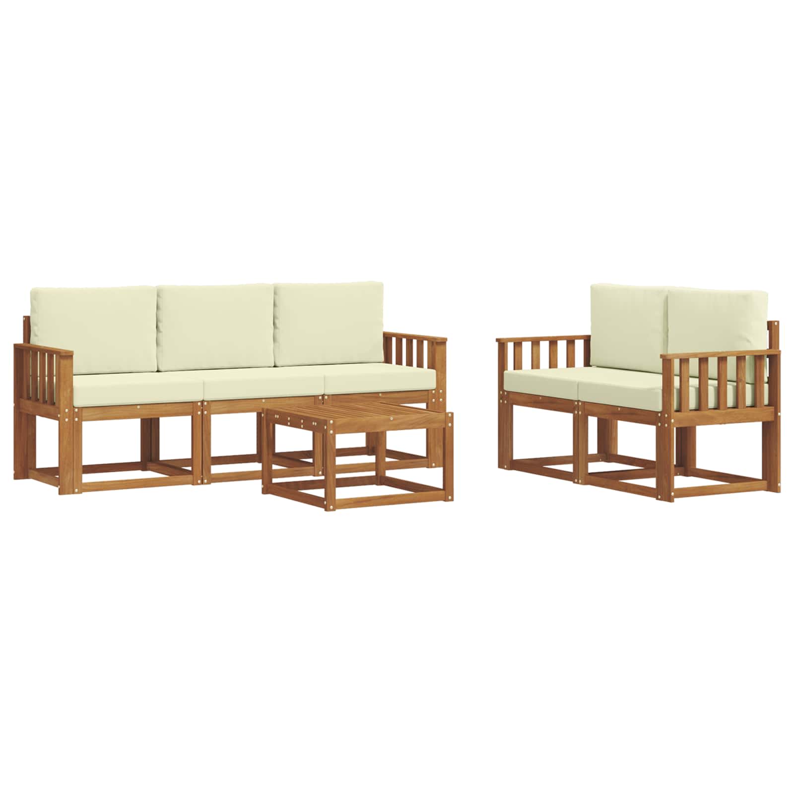 Outdoor-Sofagarnitur mit Kissen 6 pcs Natur und Creme