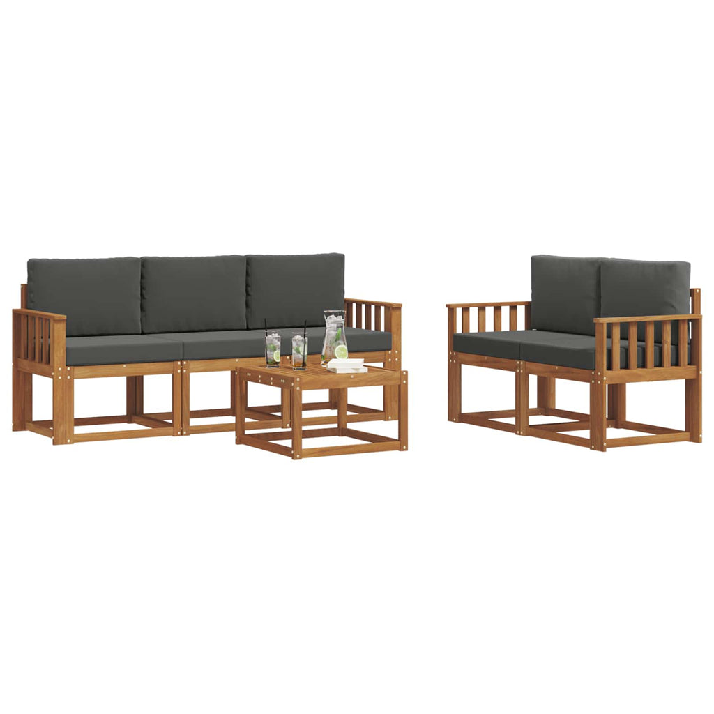 Outdoor-Sofagarnitur mit Kissen 6 pcs Natur und Anthrazit