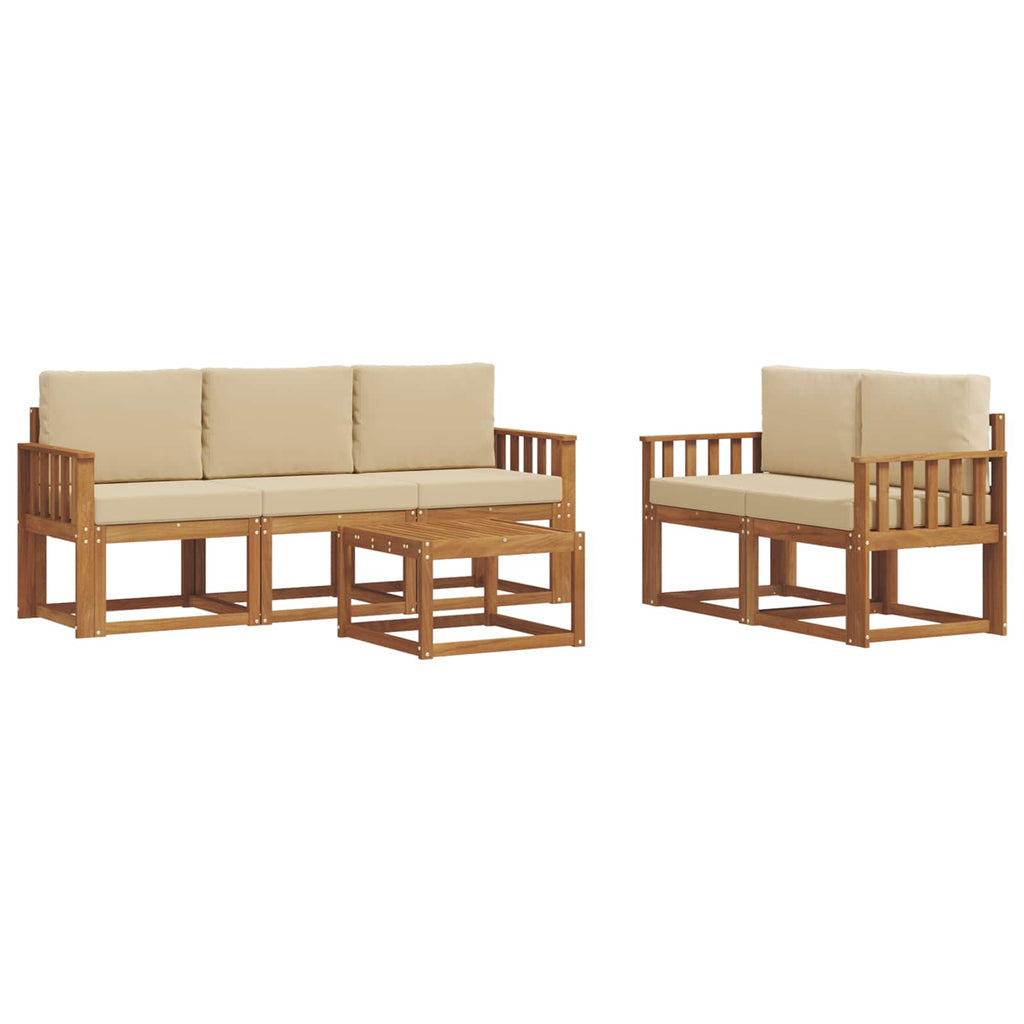 Outdoor-Sofagarnitur mit Kissen 6 pcs Natur und Beige